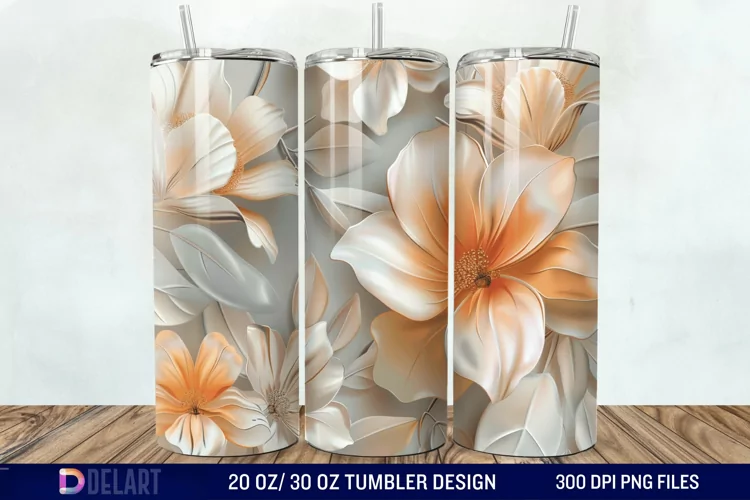 3d Flowers Tumbler wrap