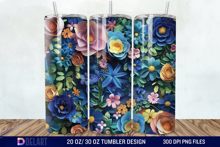 3d Flowers Tumbler wrap example image 1