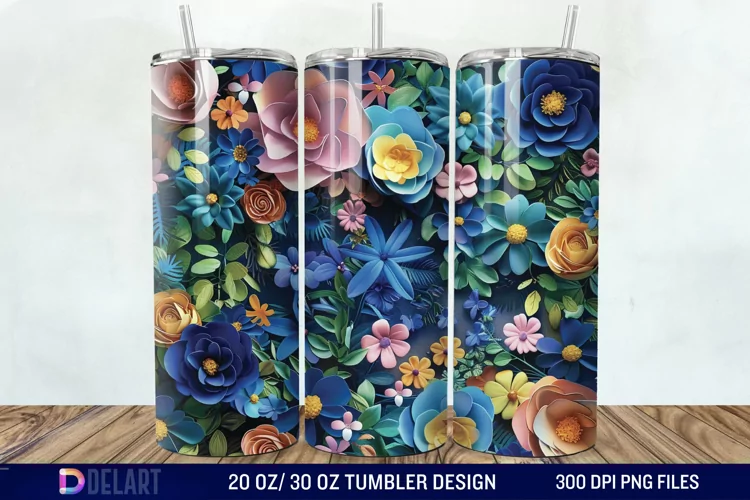 3d Flowers Tumbler wrap