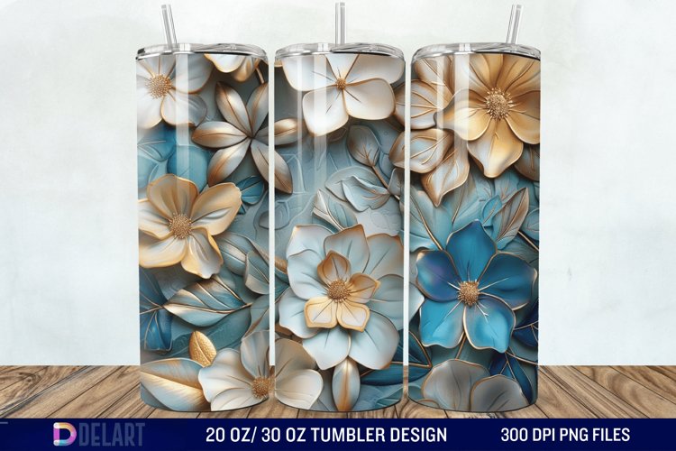3d Flowers Tumbler wrap example image 1