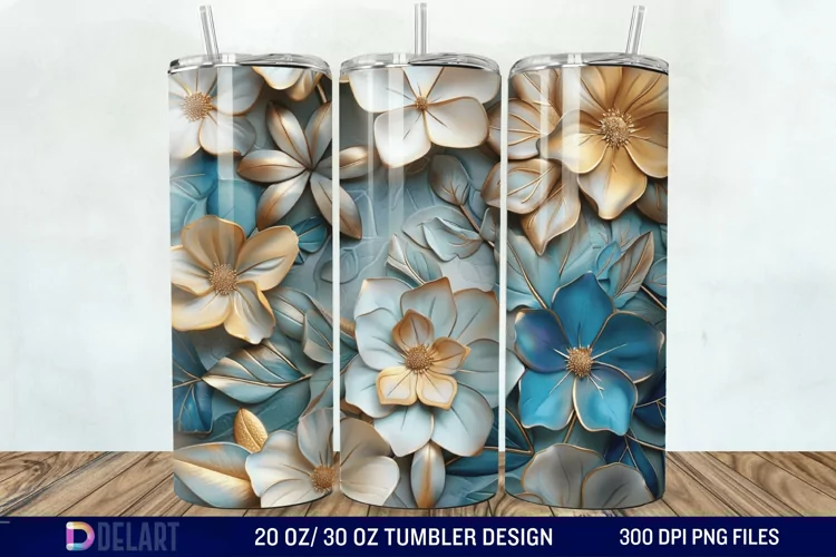 3d Flowers Tumbler wrap