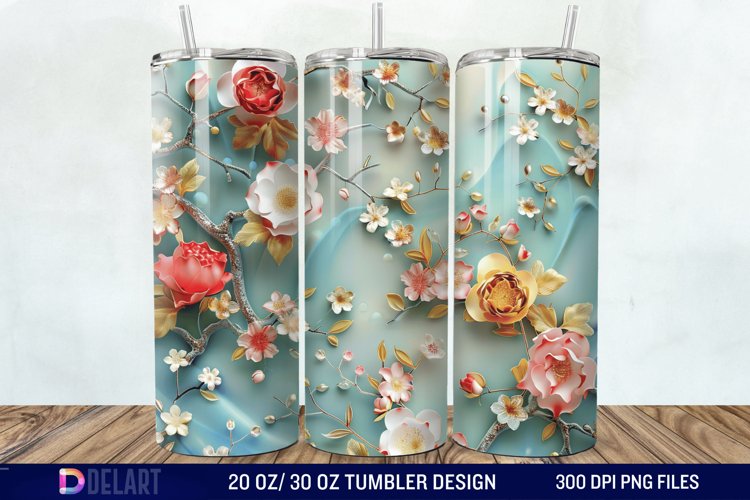 3d Flowers Tumbler wrap example image 1