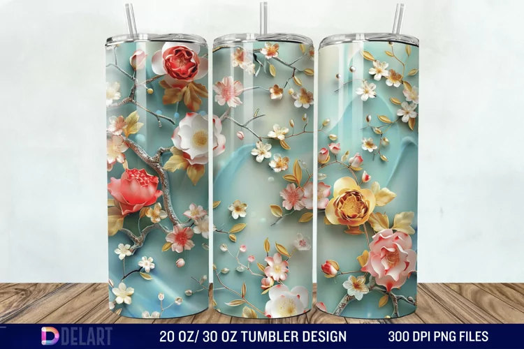 3d Flowers Tumbler wrap