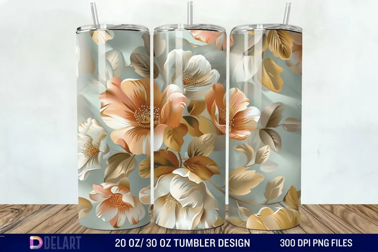 3d Flowers Tumbler wrap