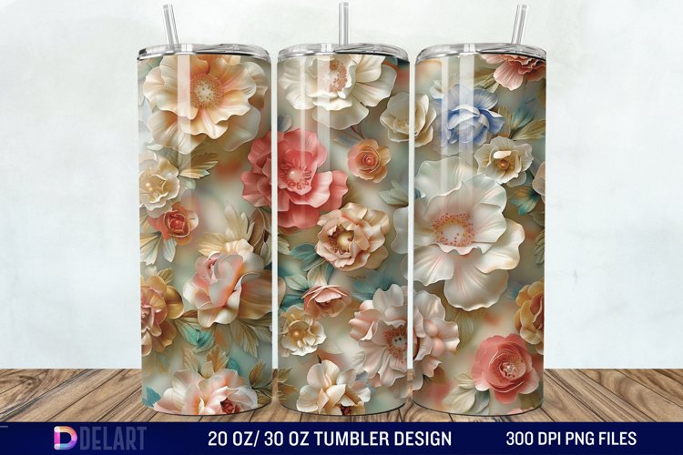 3d Flowers Tumbler wrap example image 1