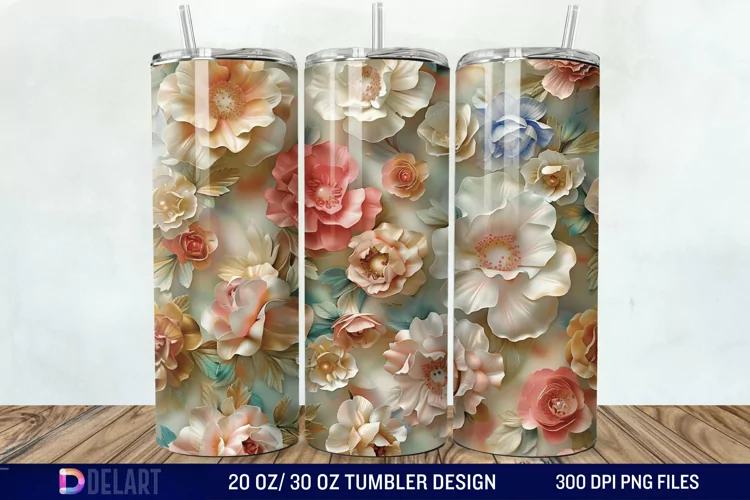 3d Flowers Tumbler wrap