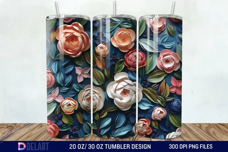 3d Flowers Tumbler wrap