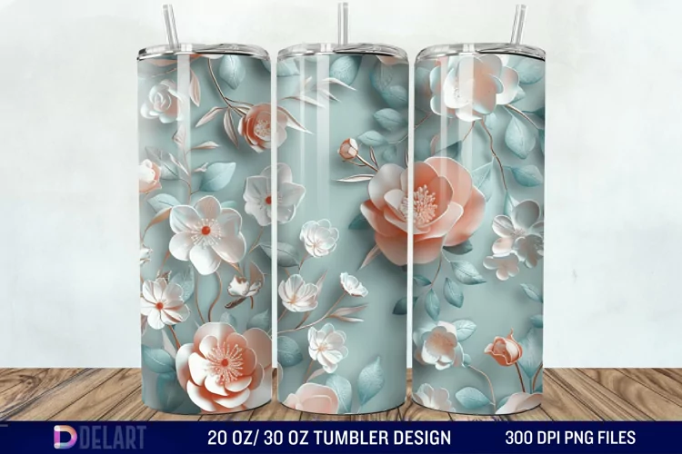 3d Flowers Tumbler wrap