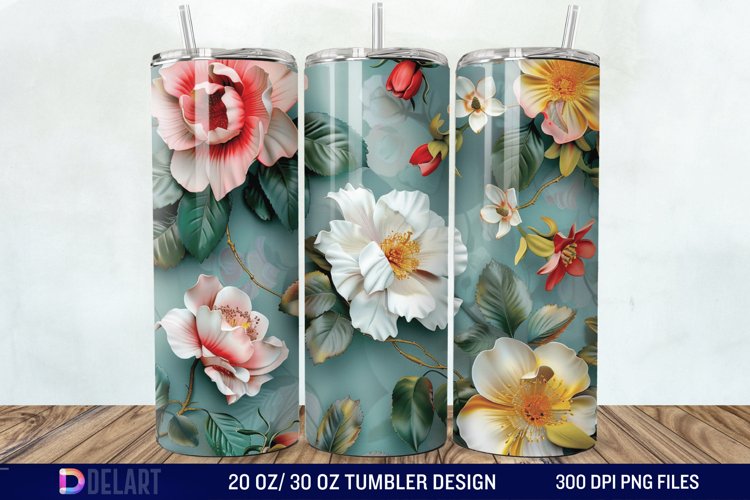 3d Flowers Tumbler wrap example image 1