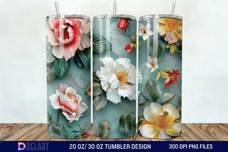 3d Flowers Tumbler wrap