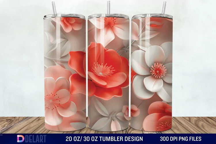 3d Flowers Tumbler wrap