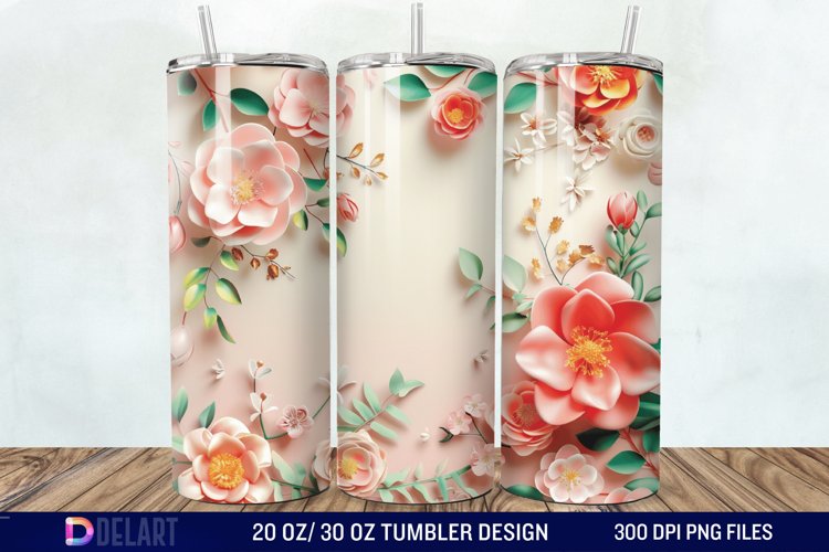 3d Flowers Tumbler wrap example image 1