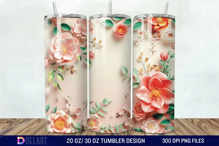 3d Flowers Tumbler wrap