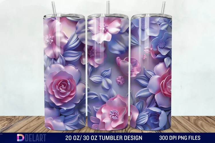 3d Flowers Tumbler wrap