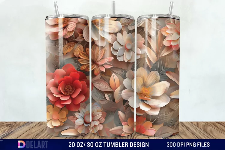 3d Flowers Tumbler wrap