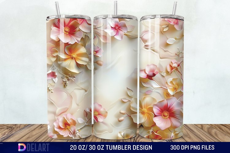 3d Flowers Tumbler wrap example image 1