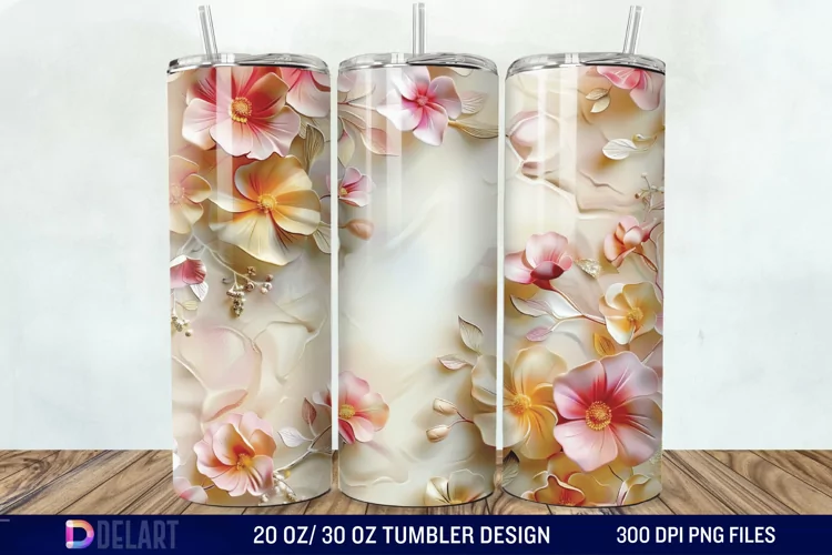 3d Flowers Tumbler wrap