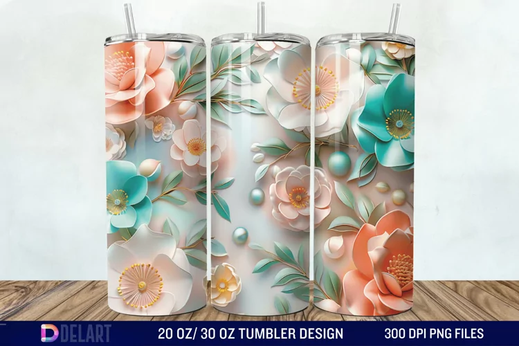 3d Flowers Tumbler wrap
