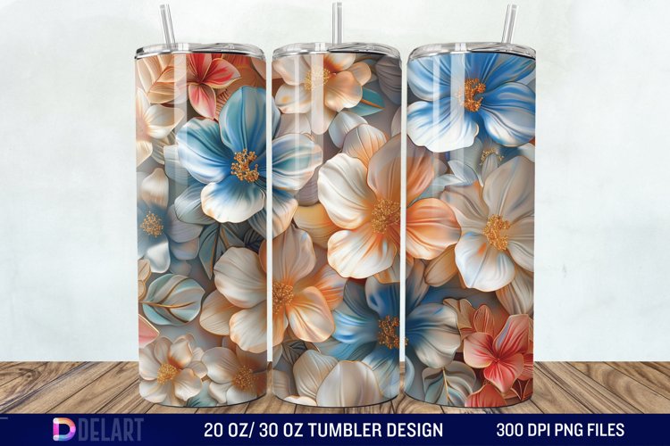 3d Flowers Tumbler wrap example image 1