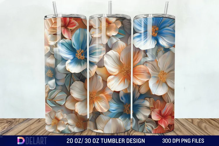 3d Flowers Tumbler wrap