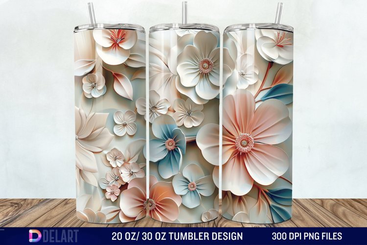 3d Flowers Tumbler wrap example image 1