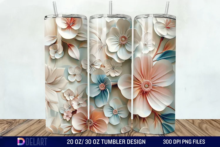 3d Flowers Tumbler wrap