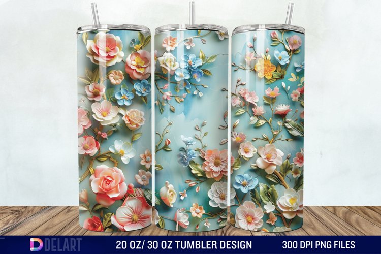 3d Flowers Tumbler wrap example image 1