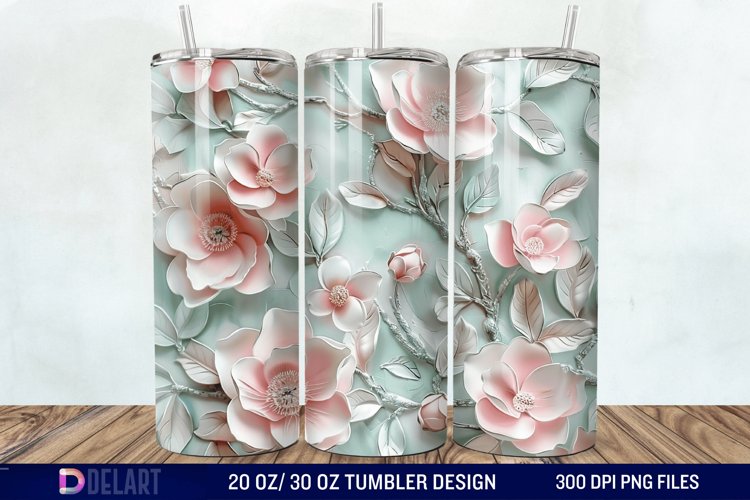 3d Flowers Tumbler wrap example image 1