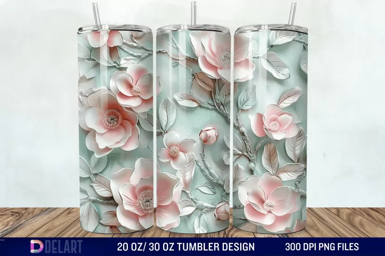 3d Flowers Tumbler wrap