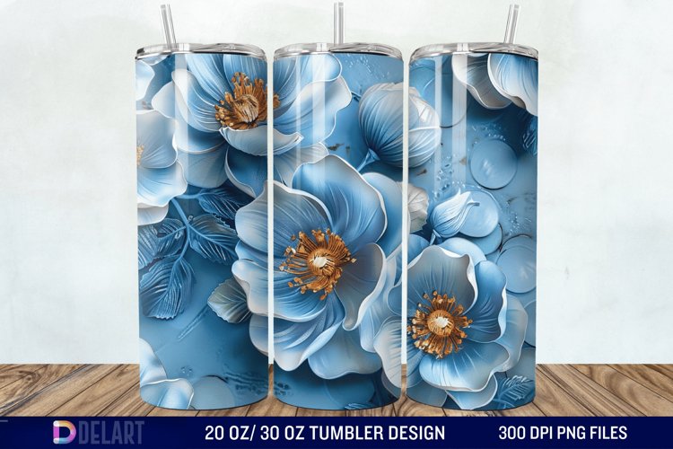 3d Flowers Tumbler wrap example image 1