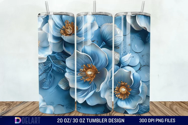 3d Flowers Tumbler wrap