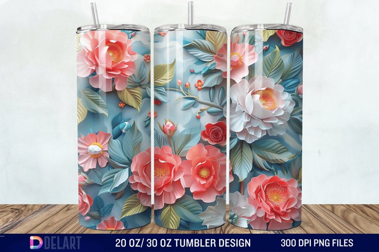 3d Flowers Tumbler wrap example image 1