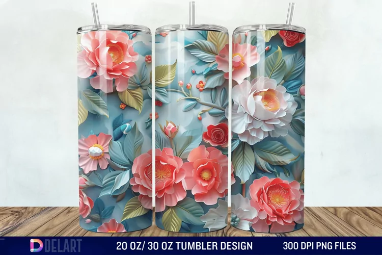 3d Flowers Tumbler wrap