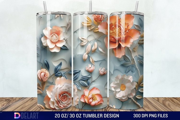 3d Flowers Tumbler wrap example image 1
