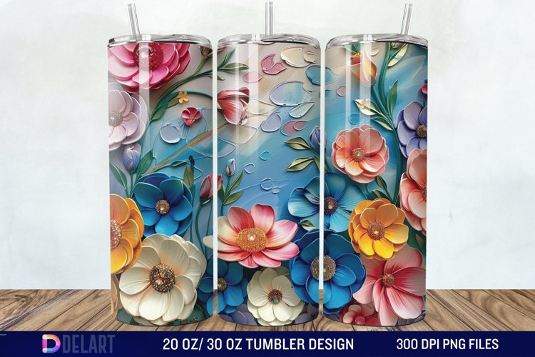 3d Flowers Tumbler wrap example image 1