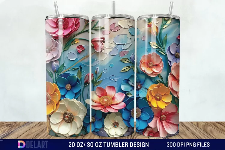 3d Flowers Tumbler wrap