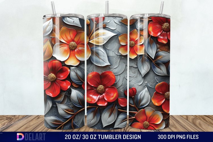 3d Flowers Tumbler wrap example image 1