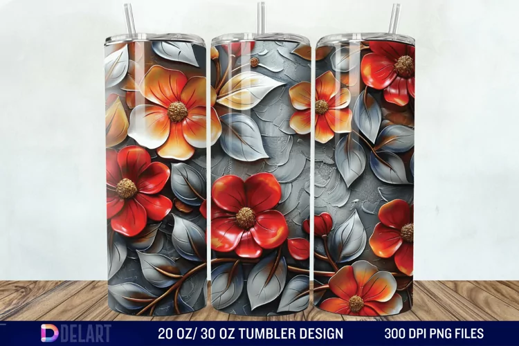 3d Flowers Tumbler wrap