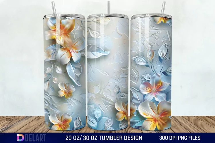 3d Flowers Tumbler wrap