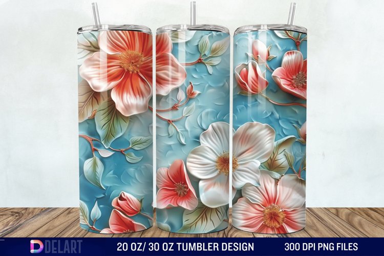 3d Flowers Tumbler wrap example image 1