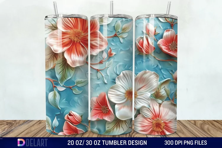 3d Flowers Tumbler wrap