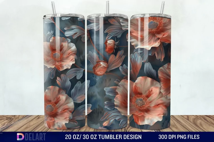 3d Flowers Tumbler wrap
