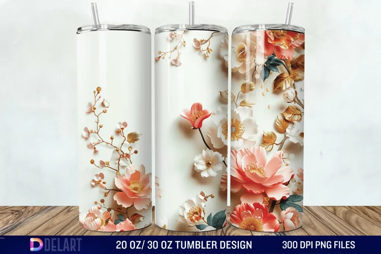 3d Flowers Tumbler wrap