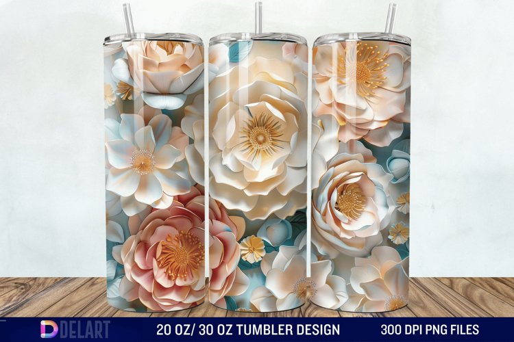 3d Flowers Tumbler wrap example image 1