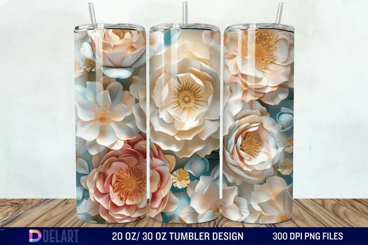 3d Flowers Tumbler wrap