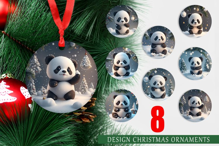 Christmas Ornaments 3D Panda Christmas