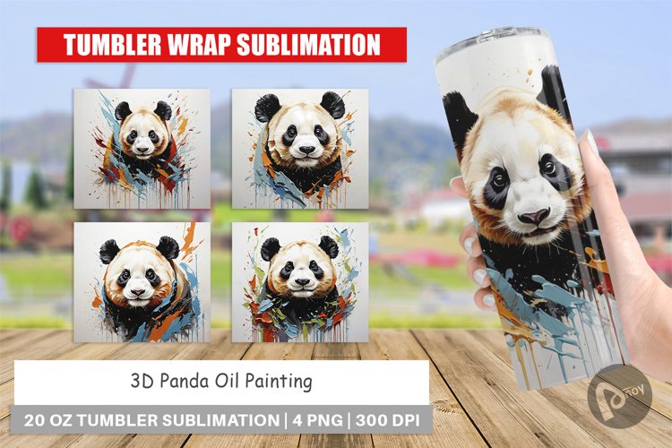 Tumbler Wrap 3D Panda Painting