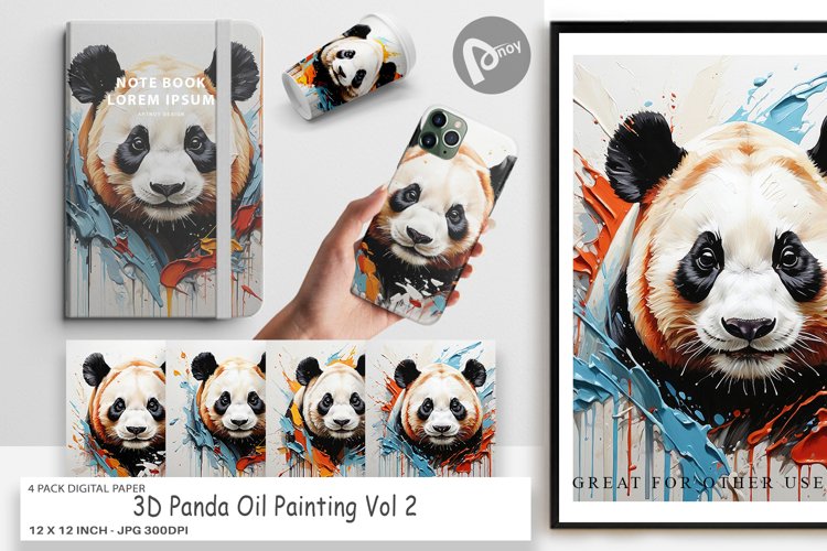 Digital Paper 3D Panda Painting