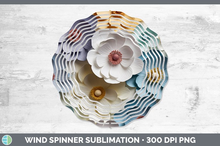 3D Paper Anemone Flowers Wind Spinner | Sublimation Spinner