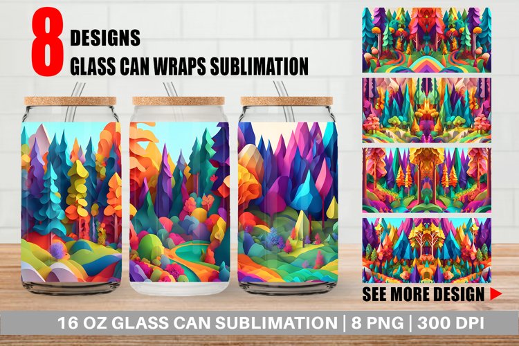 3D Paper Art Forest Glass Can Wraps example image 1